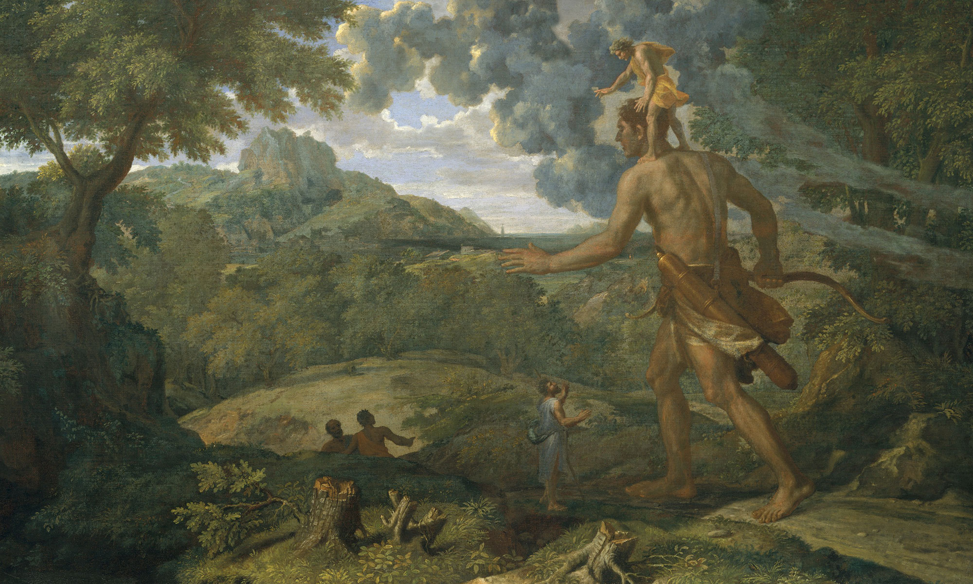 Landscape with blind Orion seeking the sun by Nicolas Poussin